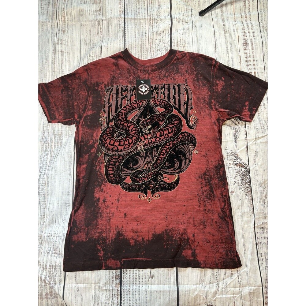 Affliction Treacherous Graphic T-Shirt Red Men’s L NWT Gothic Y2K